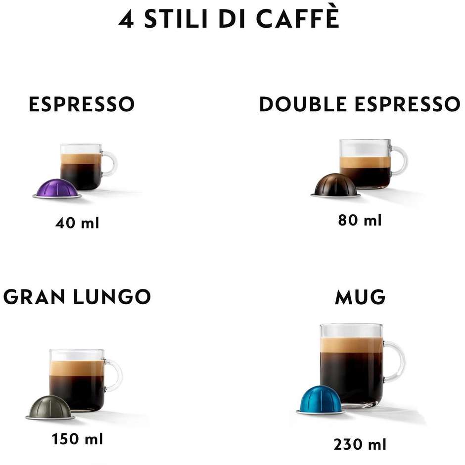De'Longhi Nespresso Vertuo Pop ENV90.A Macchina da Caffè 1260 W Tecnologia Centrifusion (lettura codice a barre su capsula) Nero, Blu