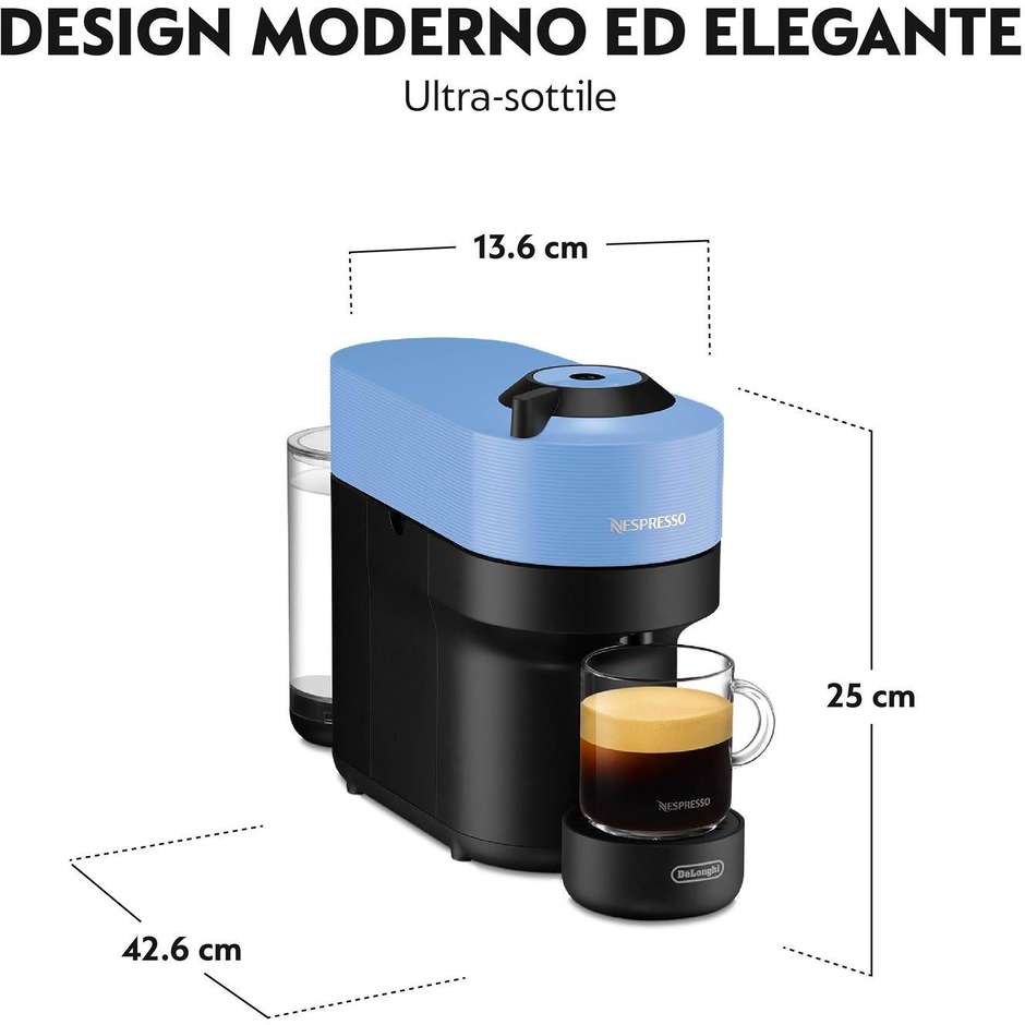 De'Longhi Nespresso Vertuo Pop ENV90.A Macchina da Caffè a Capsule Centrifusione Pacific Blue