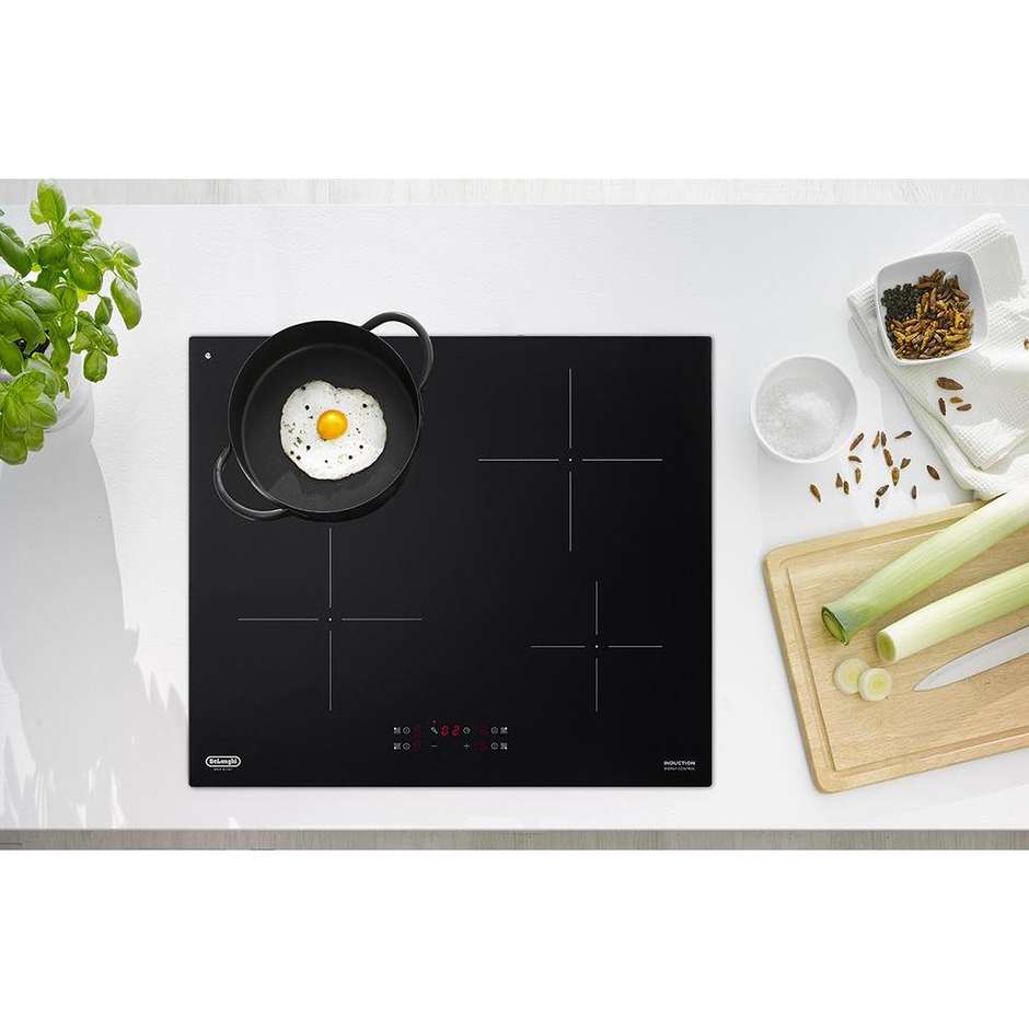 De'Longhi PIN 62 Piano Cottura a Induzione 60 cm 4 Zone Nero