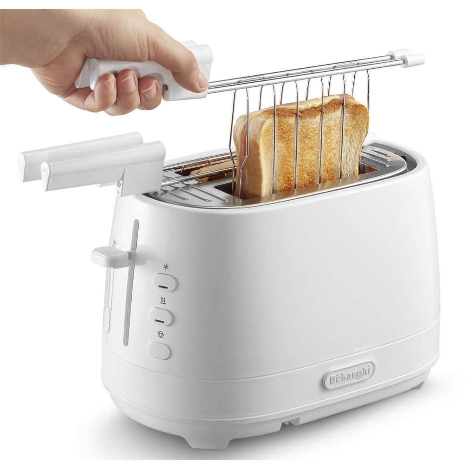 De’Longhi CTLAP2203.W tostapane bianco 2 fette 550 W con pinze