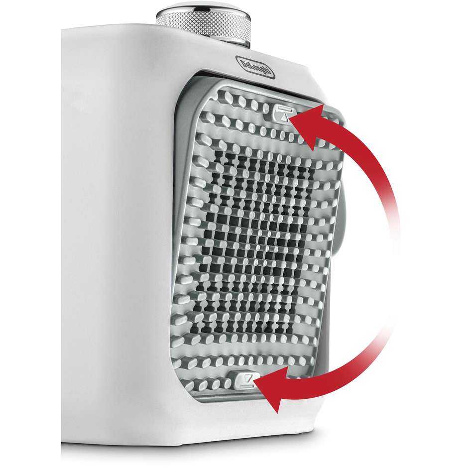 De’Longhi HFX10B03GR, Riscaldatore ambiente elettrico con ventilatore in Ceramica potenza 360 watt colore Bianco-Grigio
