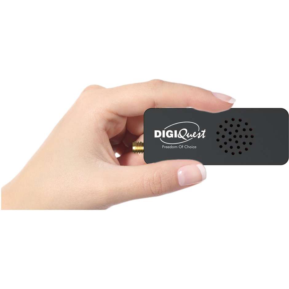DIGIQUEST STICK X20 RICD1244 Decoder Digitale Terrestre DVB-T2 HEVC Main 10 ad Alta Definizione Colore Black