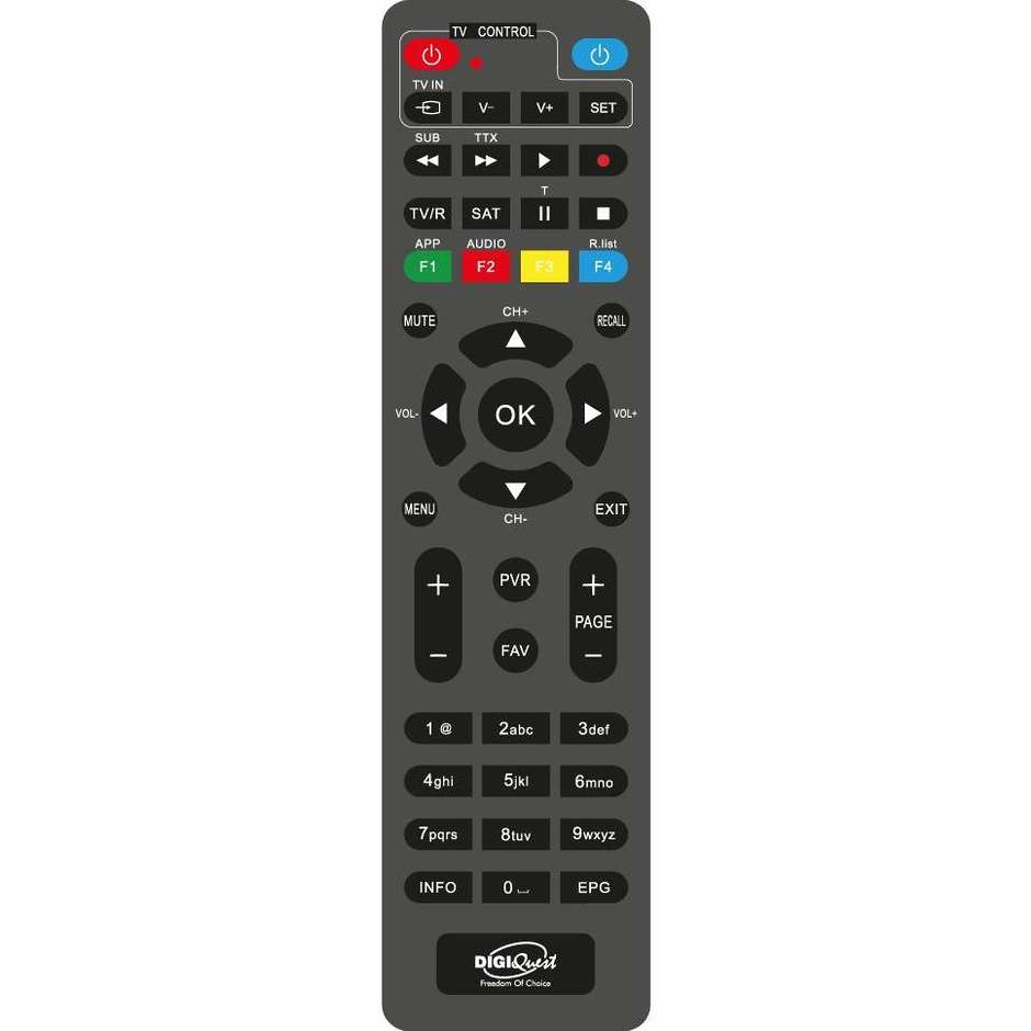 DIGIQUEST STICK X20 RICD1244 Decoder Digitale Terrestre DVB-T2 HEVC Main 10 ad Alta Definizione Colore Black