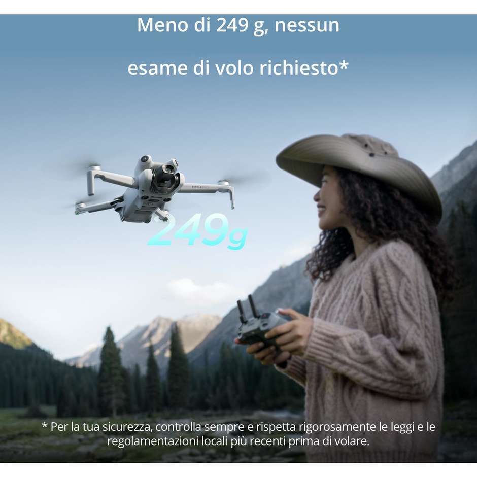 DJI CPMA073103 Mini 4 Pro 4 rotori Quadrirotore 48 MP 3840 x 2160 Pixel 2590 mAh Colore Nero, Bianco