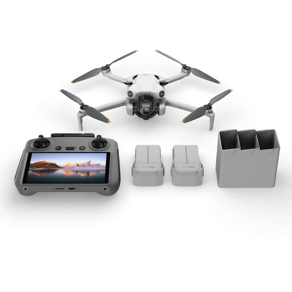 DJI CPMA073501 Mini 4 Pro Fly More Combo (RC 2) 4 rotori Quadrirotore 48 MP 3840 x 2160 Pixel 2590 mAh Colore Nero, Bianco