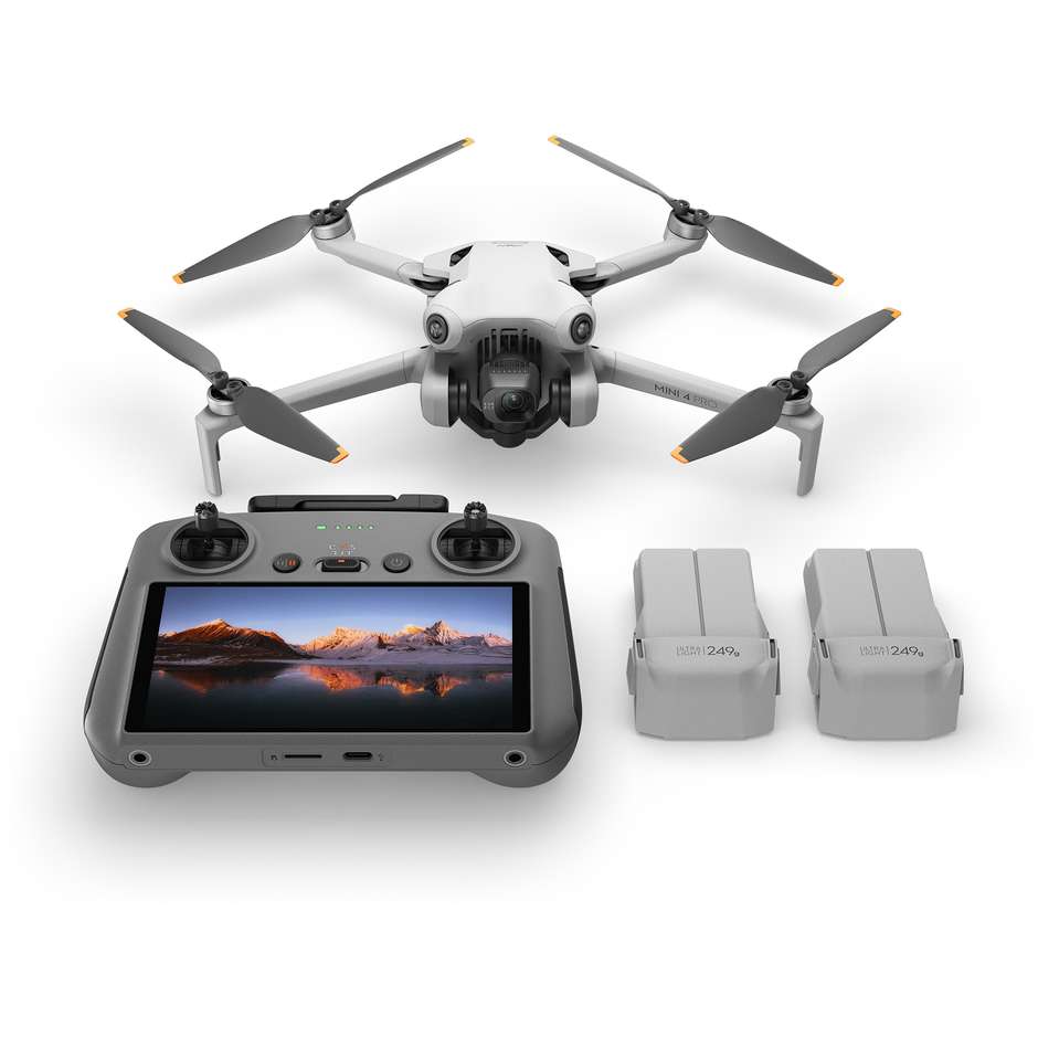 DJI CPMA073501 Mini 4 Pro Fly More Combo (RC 2) 4 rotori Quadrirotore 48 MP 3840 x 2160 Pixel 2590 mAh Colore Nero, Bianco