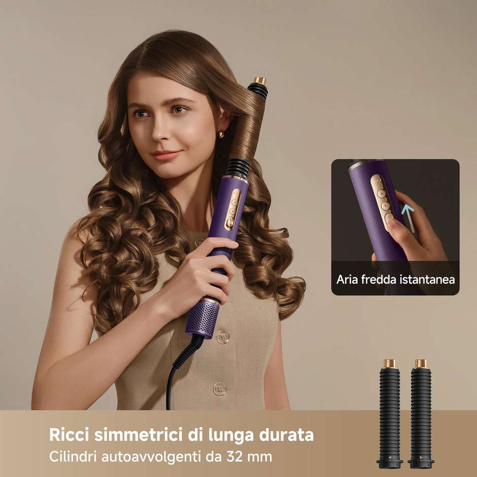 Dreame AirStyle Pro 2 Kit Styling Capelli 1300 W 3 Livelli di Calore Viola