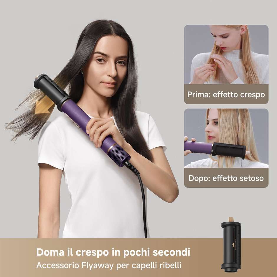 Dreame AirStyle Pro 2 Kit Styling Capelli 1300 W 3 Livelli di Calore Viola