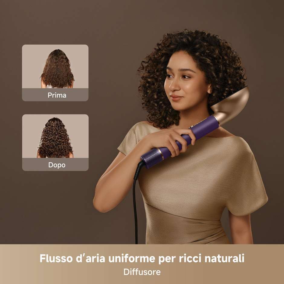Dreame AirStyle Pro 2 Kit Styling Capelli 1300 W 3 Livelli di Calore Viola