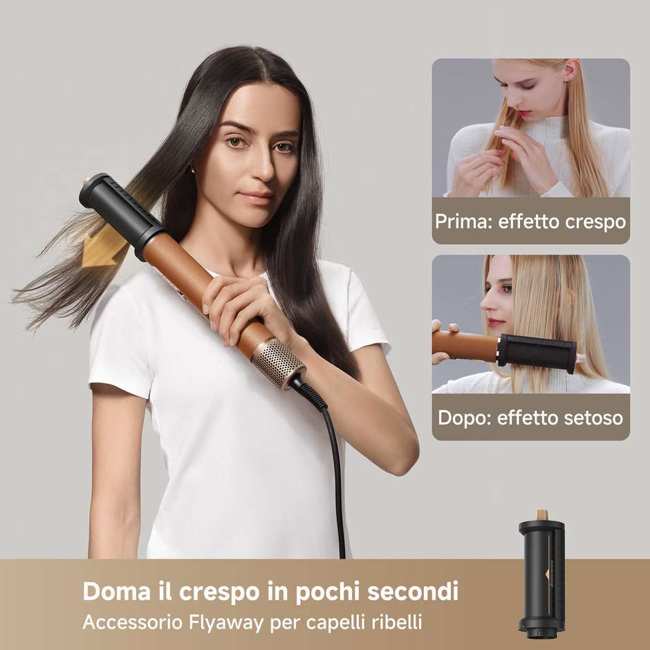 Dreame AirStyle Pro Kit per lo styling dei capelli 1300 W Colore Nero, Oro rosa