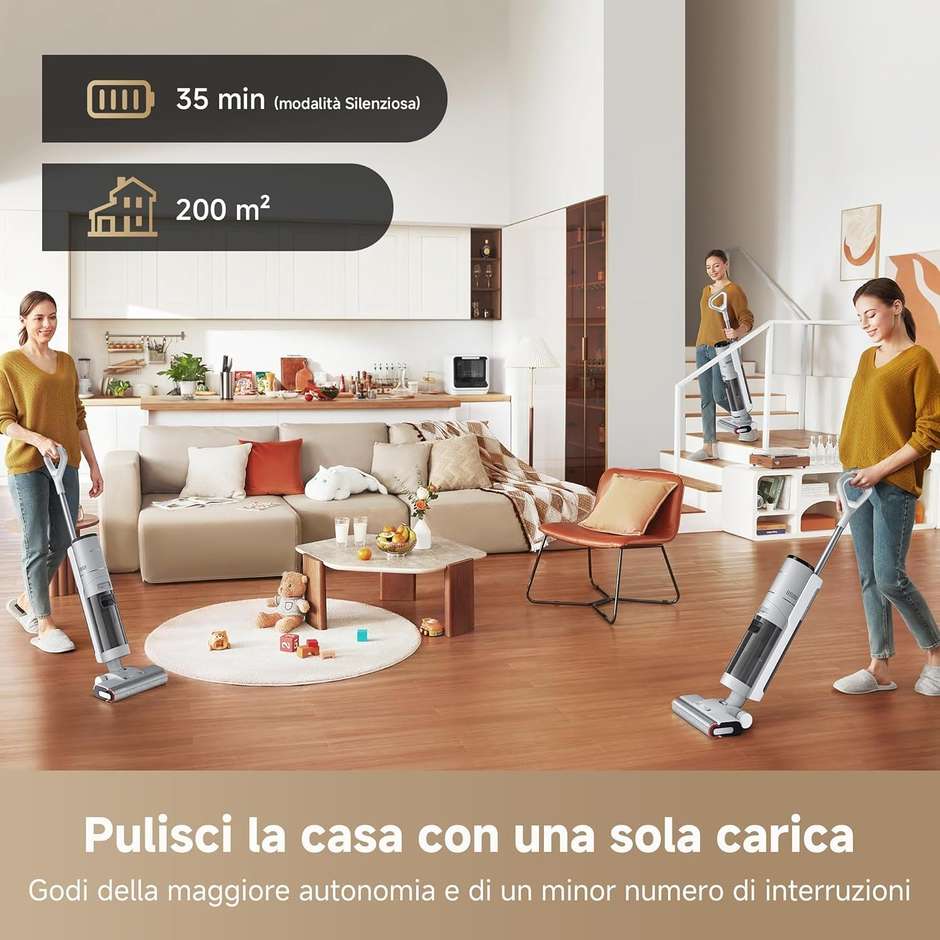 Dreame G10 Pro Lavapavimenti Cordless 16000Pa Autonomia 35 min con Display LED e Autopulizia Rullo Nero