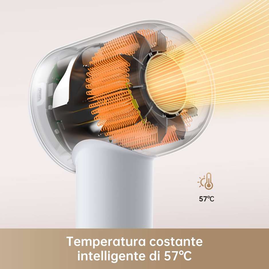 Dreame Hair Dryer Gleam Asciugacapelli ad alta velocità con motore brushless da 110.000 giri/min e 1.600 W, Grigio