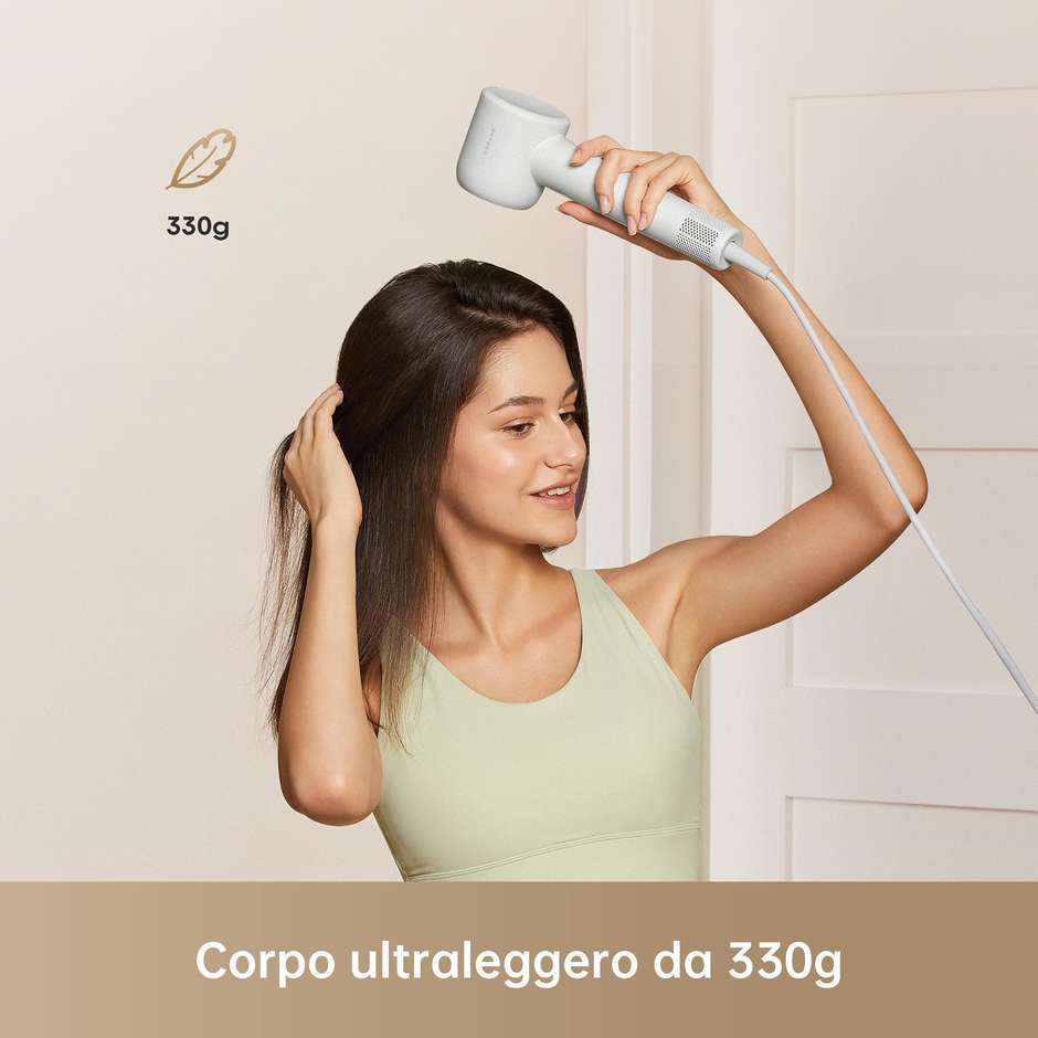 Dreame Hair Dryer Gleam Asciugacapelli ad alta velocità con motore brushless da 110.000 giri/min e 1.600 W, Grigio