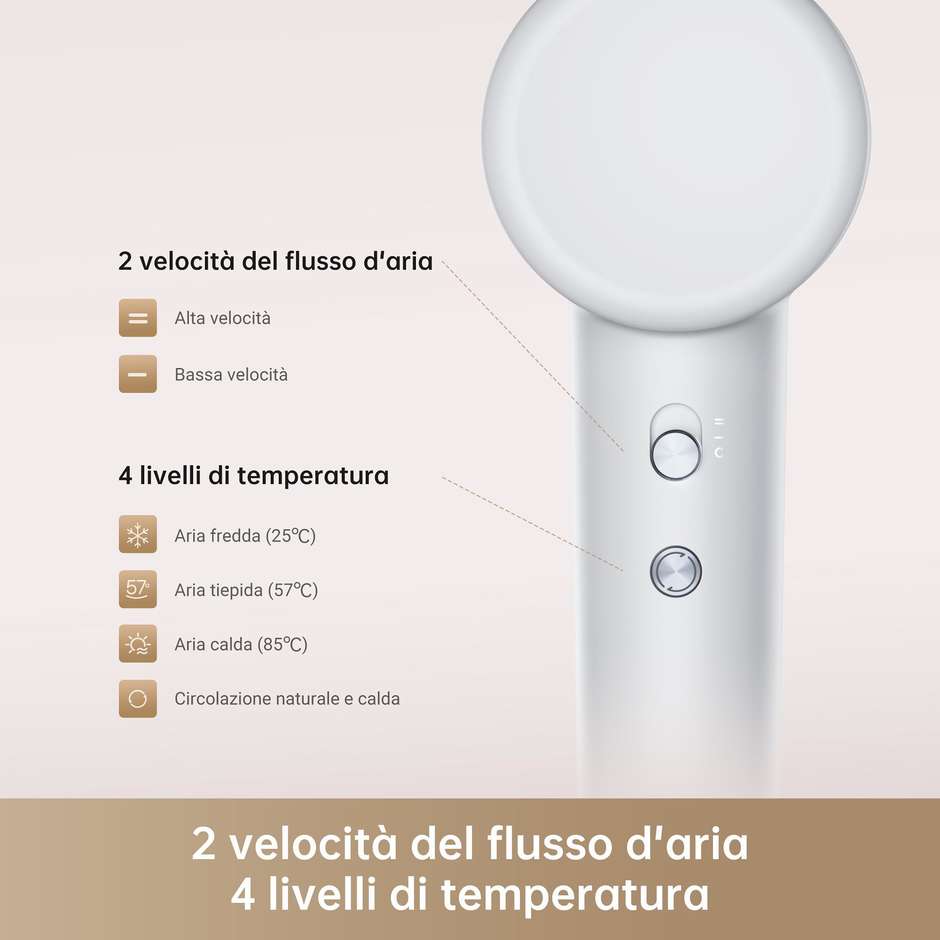 Dreame Hair Gleam DREHD12A-GR, asciugacapelli ionico grigio da 1.600 W