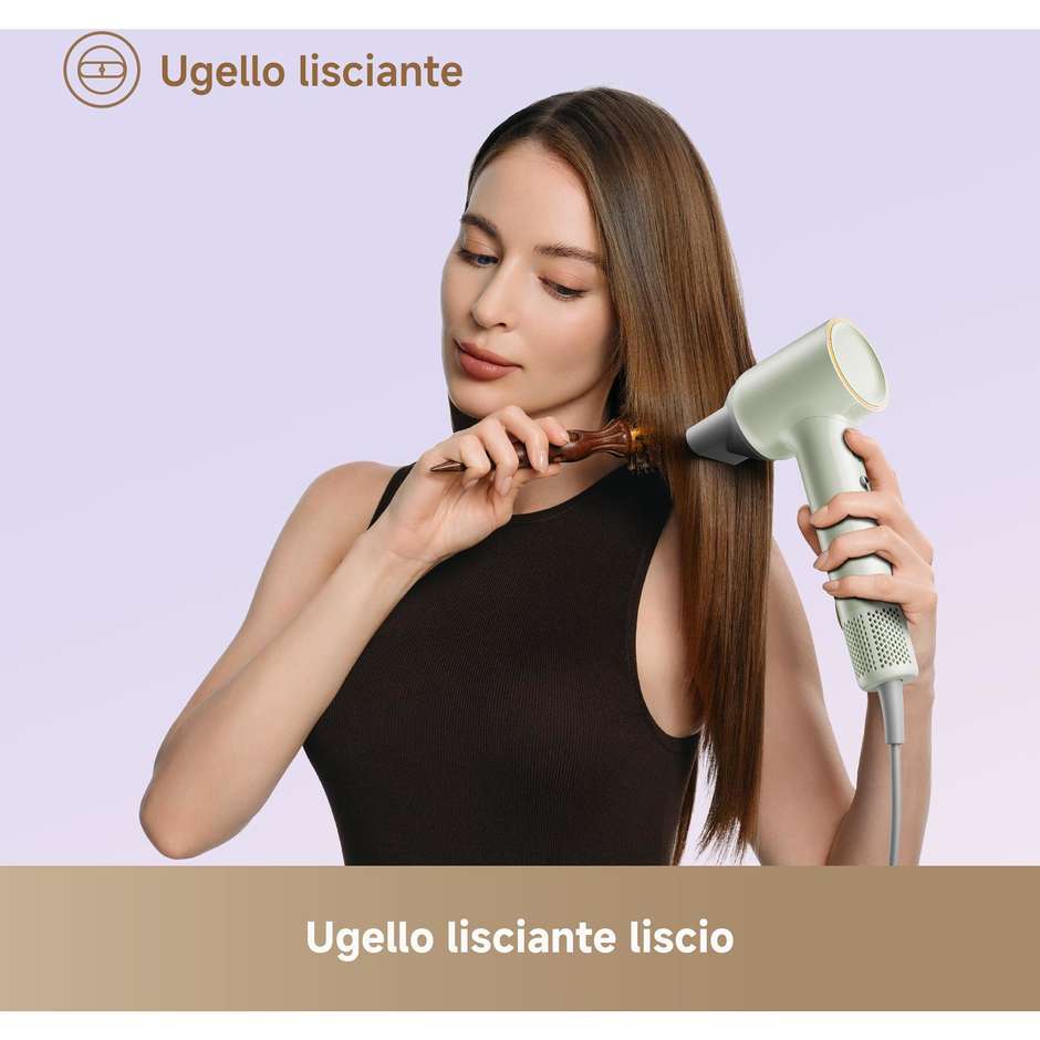 Dreame Mini Flow Asciugacapelli Compatto 1200W, 5 Temperature, 2 Velocità, Ionico - Verde