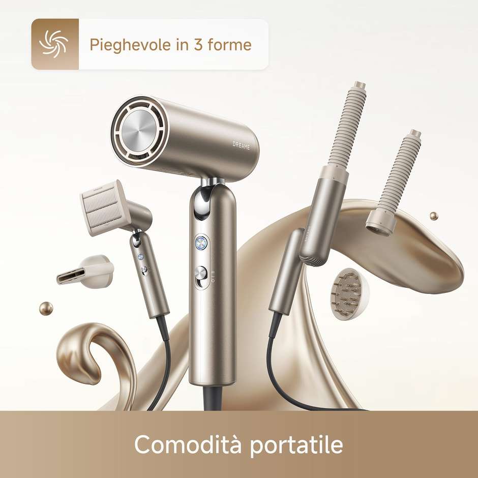 Dreame Pocket Pro 2 DREPOCKETPRO2G Asciugacapelli da Viaggio 1300 W Oro