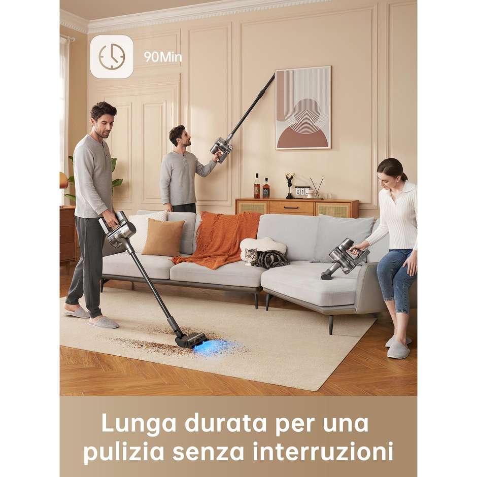 Dreame R20 Combo Aspirapolvere e Scopa Elettrica 2 in 1 570W 190AW con Luce Laser Blu Grigio