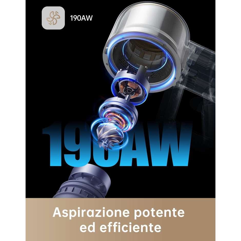 Dreame VMR20611 scopa elettrica senza fili 2 in 1 190 AW grigia