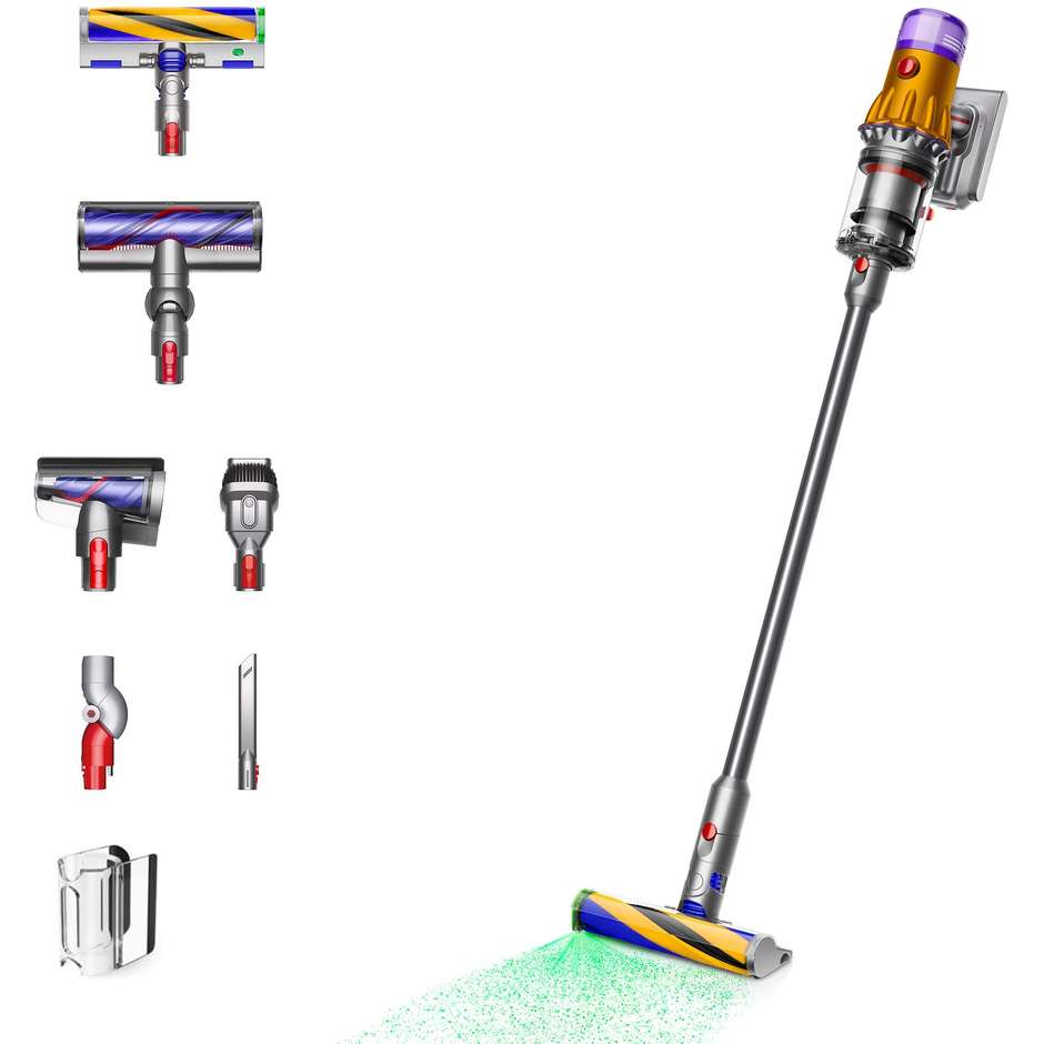 Dyson Aspirapolvere V12 Detect Absolute Aspirapolvere Potenza 545 W Colore Nichel, Giallo