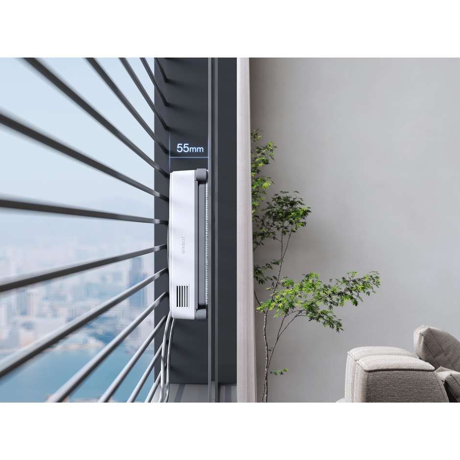 Ecovacs WINBOT Mini Robot Lavavetri Compatto Spessore 55 mm Serbatoio 60 ml Bianco e Grigio