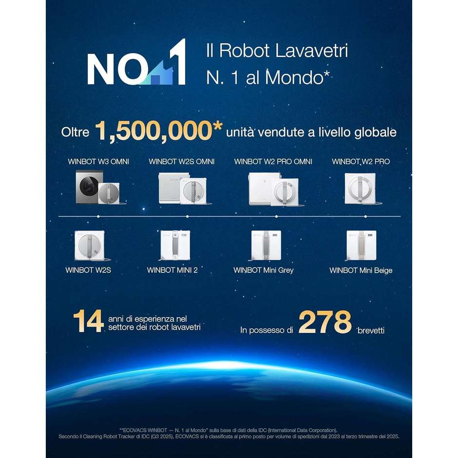 ECOVACS WINBOT W2S OMNI - Robot Lavavetri Stazione Multifunzione con Tecnologia TruEdge