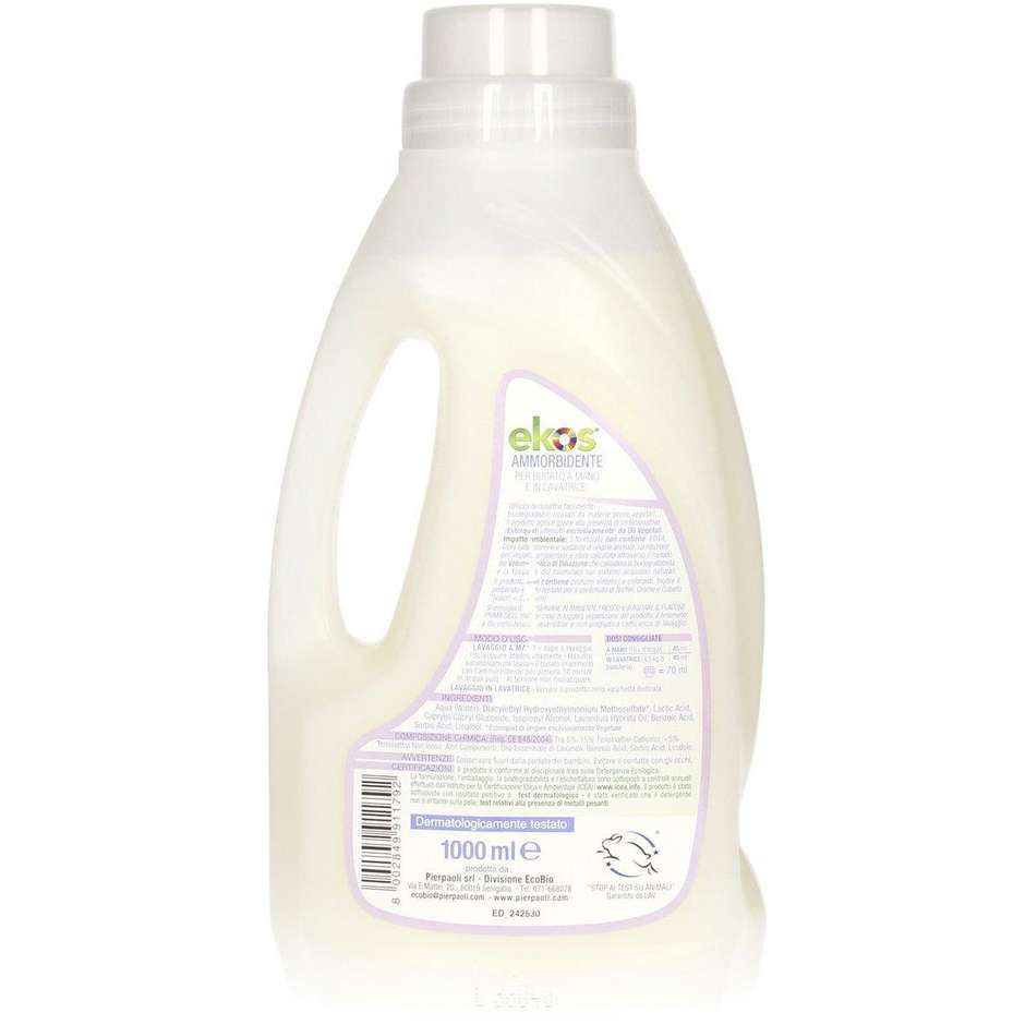 Ekos 591179 ammorbidente liquido 1000 ml 22 lavaggi adatto per tessuti colorati e bianchi