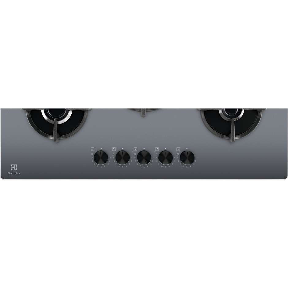 Electrolux EGG75372M piano a gas 75 cm StepPower, 5 fuochi, vetro specchiato