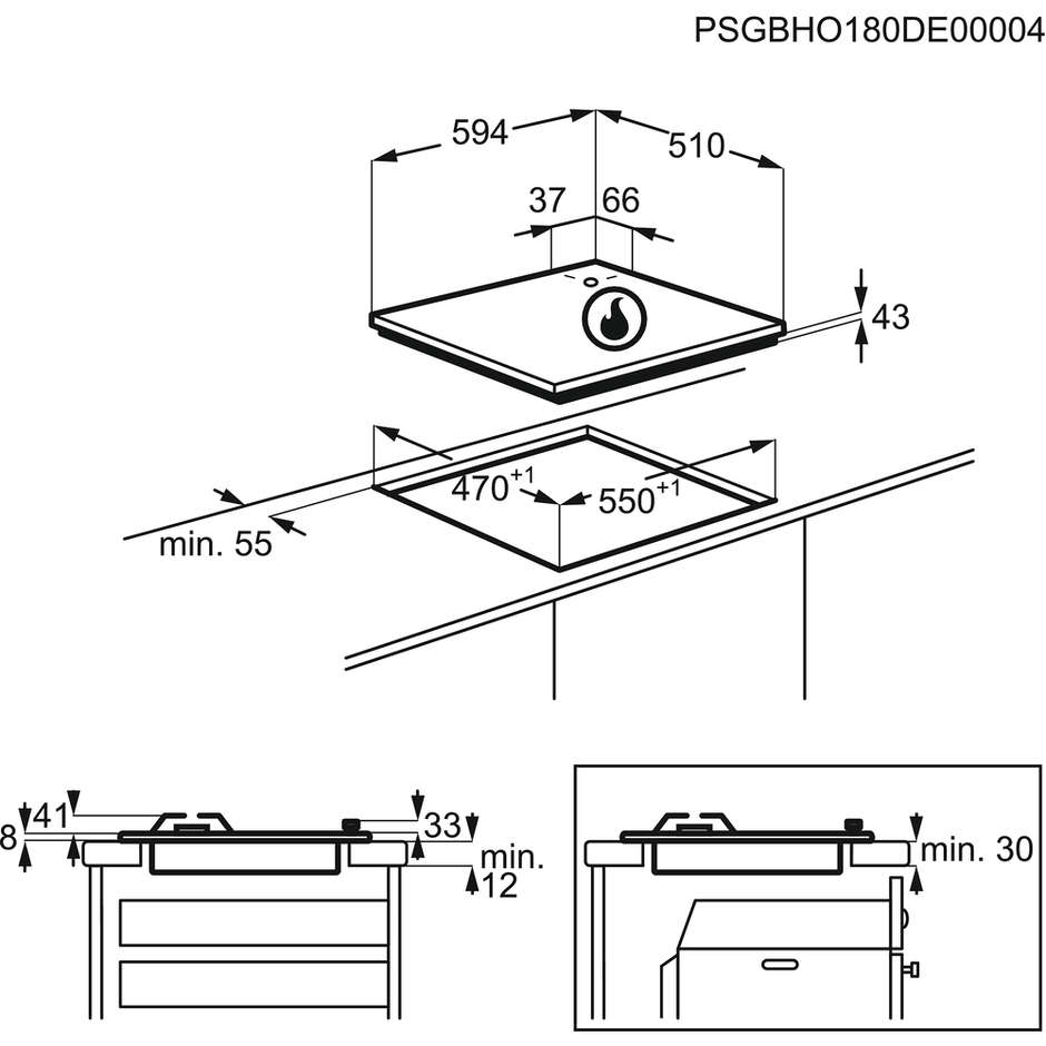 Electrolux EGS6414T piano cottura a gas 60 cm, 4 fuochi, Terra di Francia