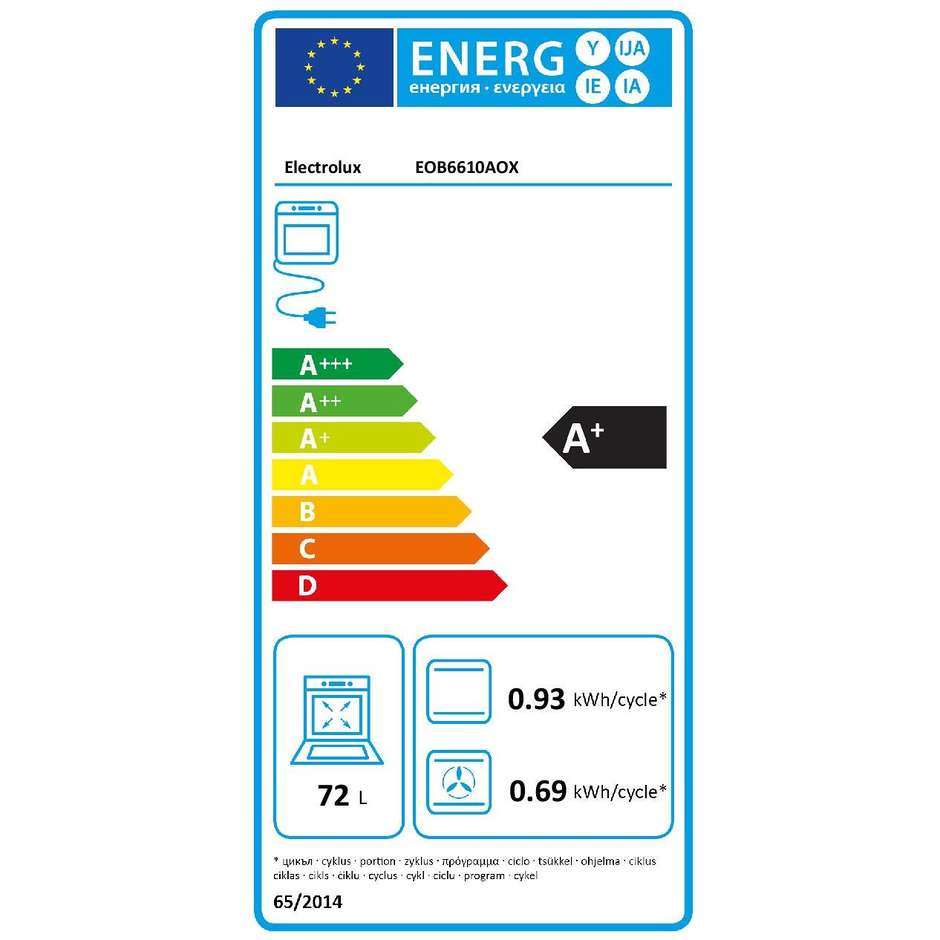Electrolux EOB6610AOX forno a vapore multifunzione da incasso 72 litri classe A+ colore inox