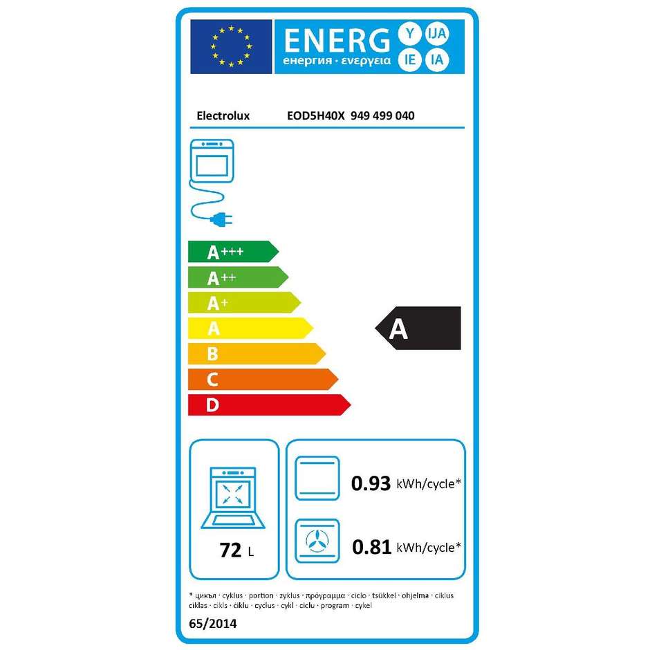 Electrolux EOD5H40X forno elettrico multifunzione da incasso 72 litri classe A funzione vapore colore inox e nero