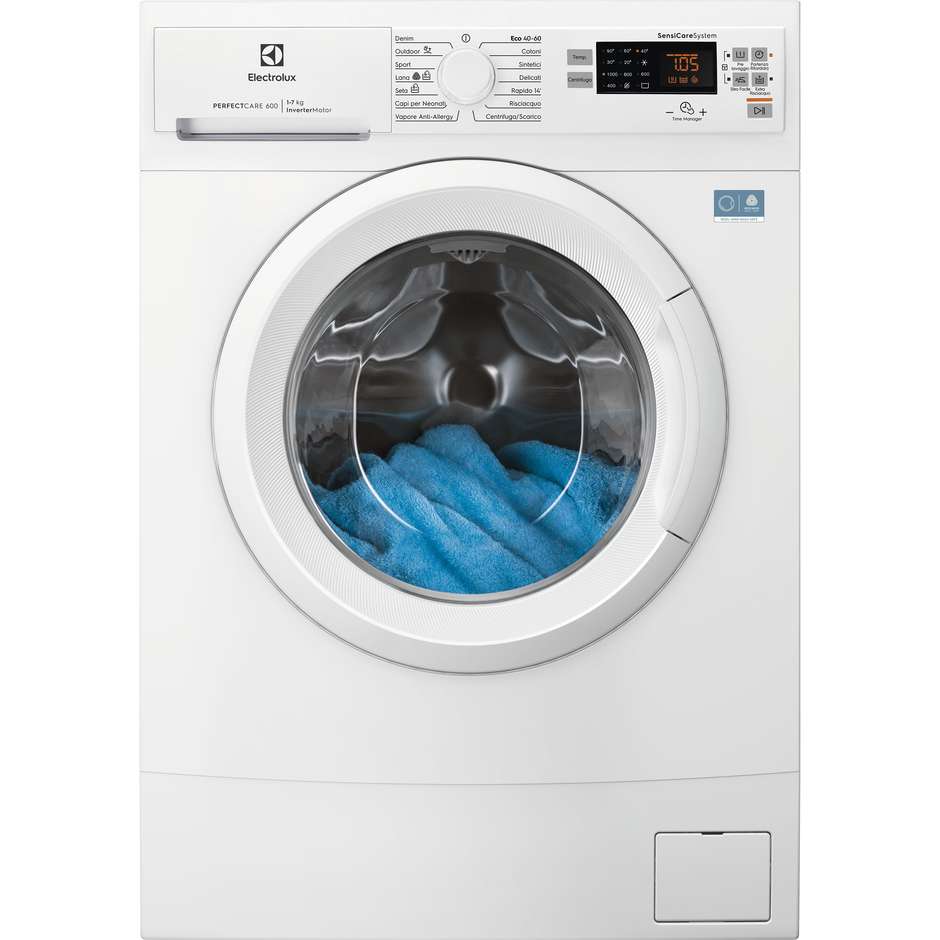 ELECTROLUX EW6S517A Lavatrice Carica Frontale Slim 40 cm 7 kg 1000 Giri/min Motore Inverter Vapore Classe A