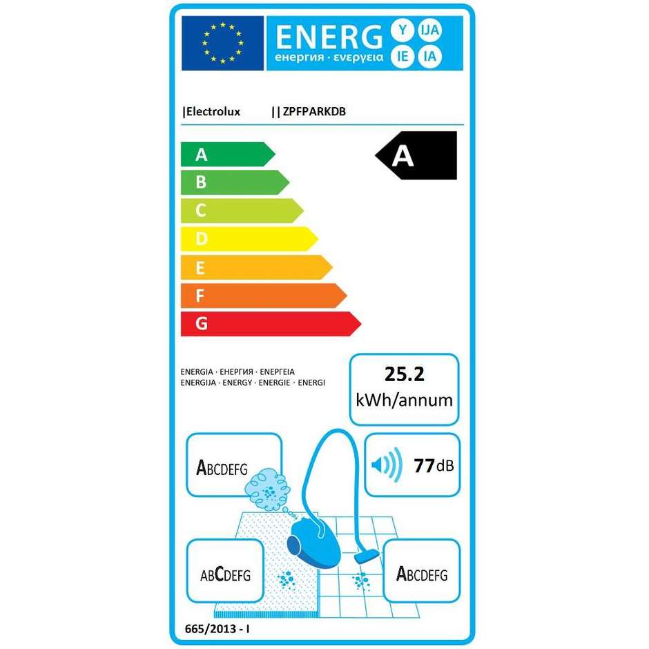 Electrolux ZPFPARKDB PowerForce aspirapolvere a traino con sacco 700 Watt classe A colore blu