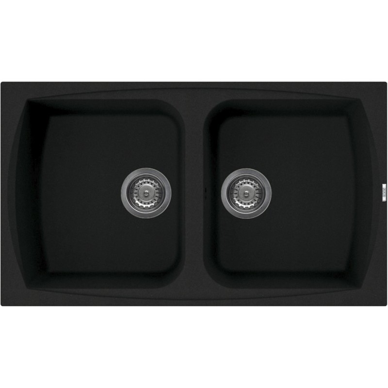 Lavello ELLECI Master 450 - 86x50 Cm, Granitek Full Black, 2 Vasche Da 220 Mm