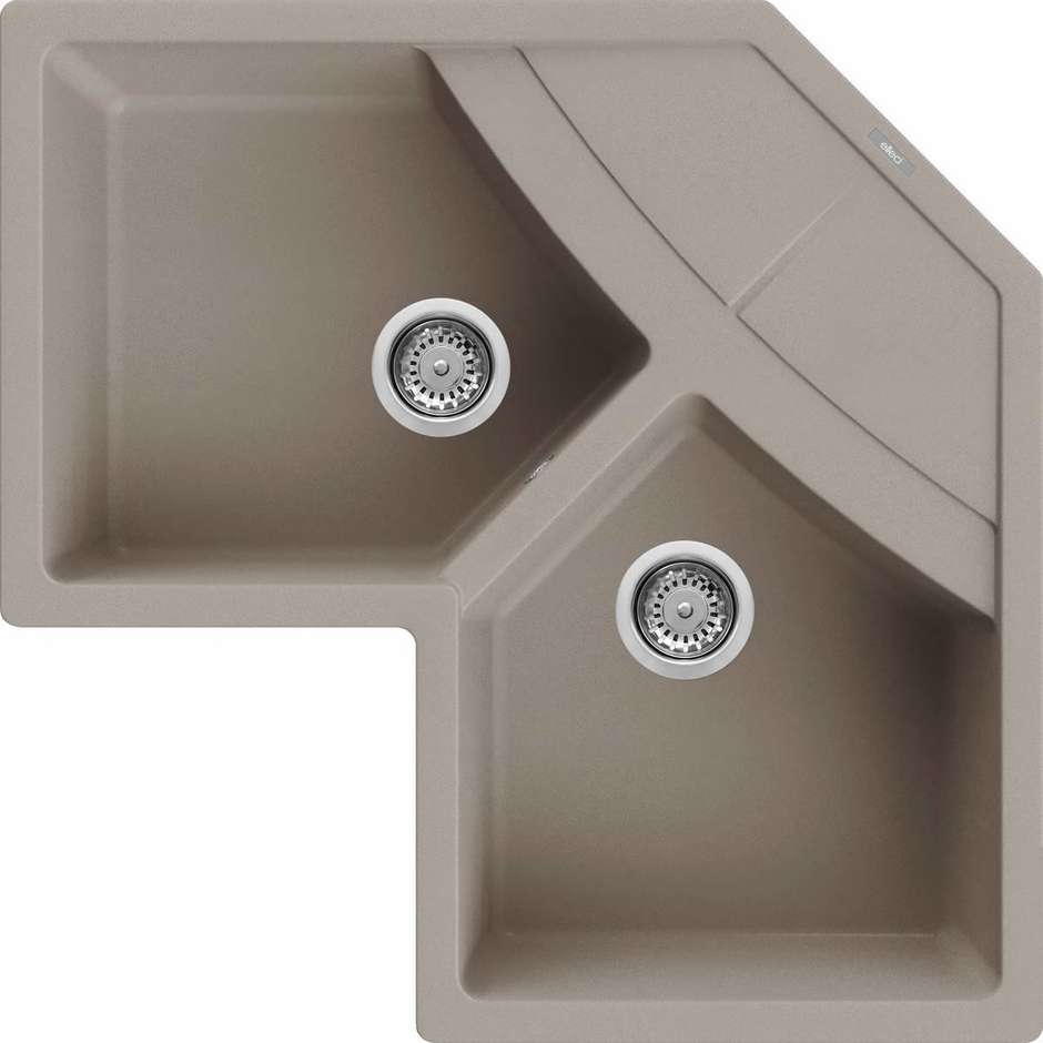 ELLECI LGUCOR43 Lavello da Incasso 116x50 cm 2 Vasche Angolari con Gocciolatoio Tortora Granito
