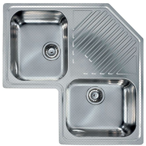 Lavello Cucina Acciaio Antigraffio.Elleci Lircoranc River Corner Lavello Angolare 83x83 2 Vasche Con Gocciolatoio Acciaio Inox Antigraffio Cappe E Lavelli Lavelli Clickforshop