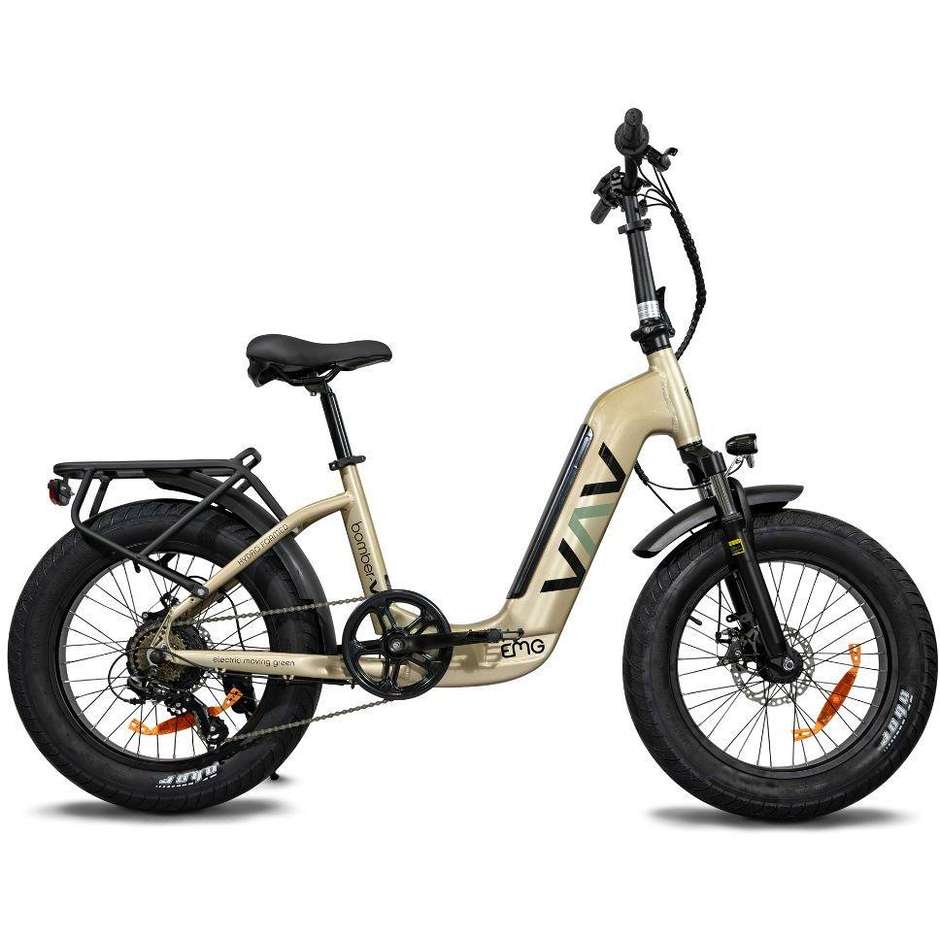 EMG Bomber (20FBV16) E-Bike Fat Pieghevole 20" Telaio Alluminio 250W Batteria 36V 10Ah Cambio Shimano 6V Bianco Perla