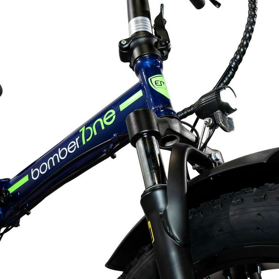 EMG Bomber One Blue E-Bike Pieghevole Fat Bike 20" Motore 250W Batteria 36V 10Ah Cambio Shimano 6V Blu