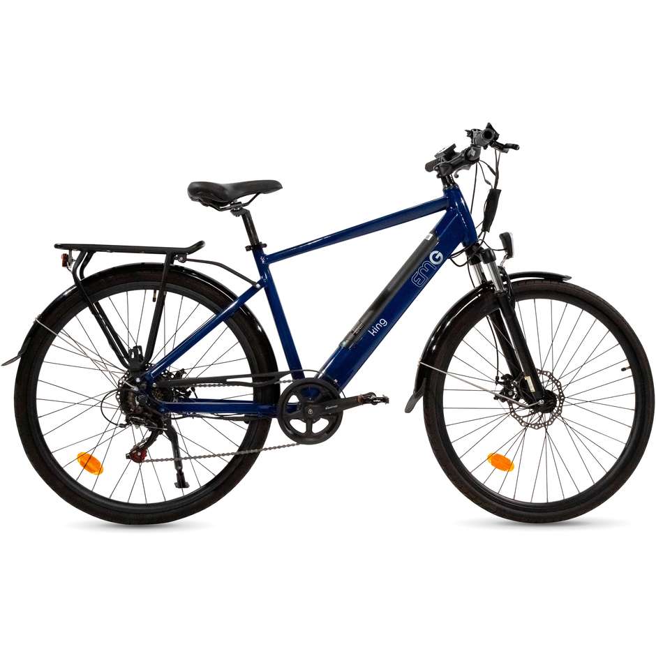 EMG King (KINGBLU) City E-Bike Uomo 28" Telaio Alluminio Motore Posteriore 250W Batteria 36V 13Ah 468Wh Cambio Shimano 6V Blu