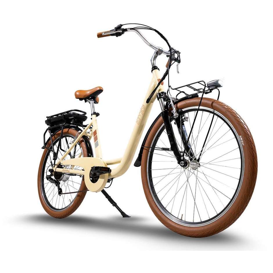 EMG Shirley E-Bike Vintage City 26" Motore 250W Batteria 36V Cambio Shimano 6V Cestino Crema/Verde