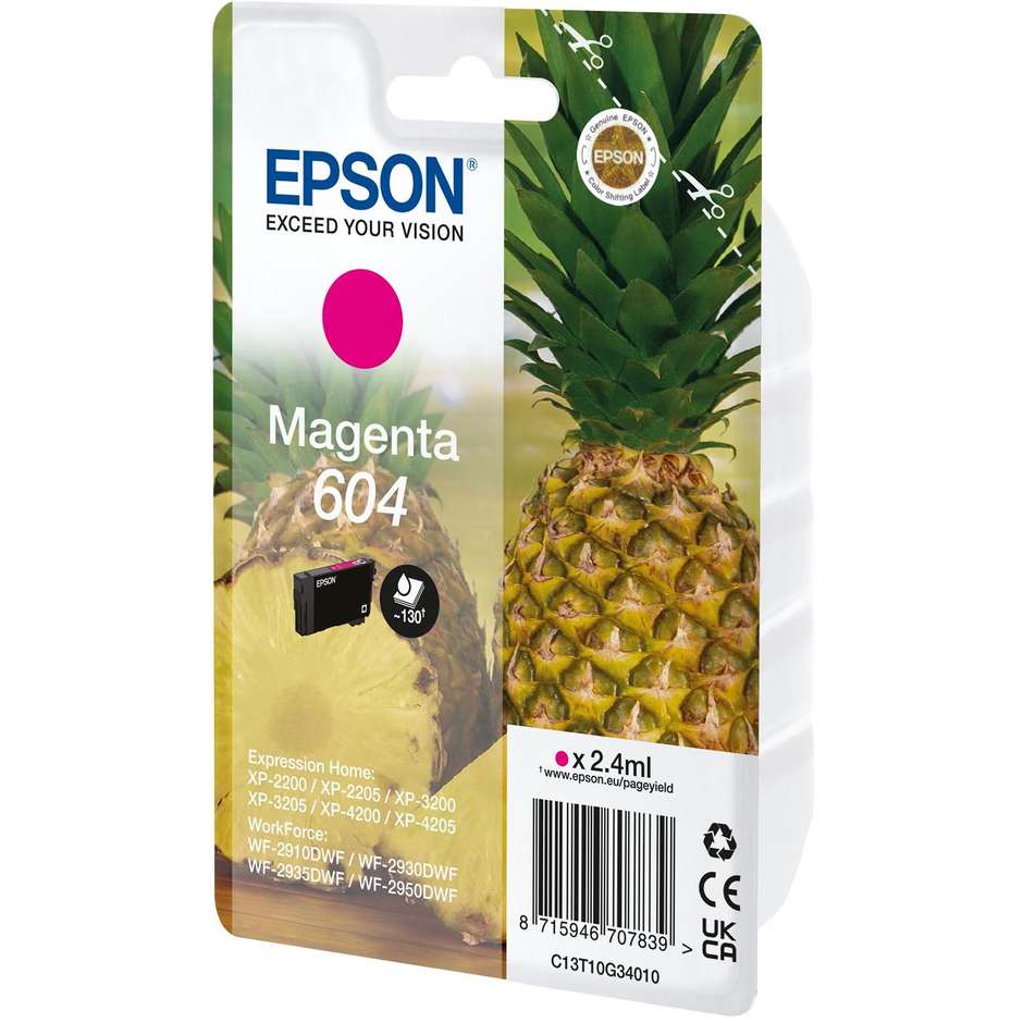 Epson 604 Ananas (C13T10G34020) Cartuccia Inchiostro Originale Magenta