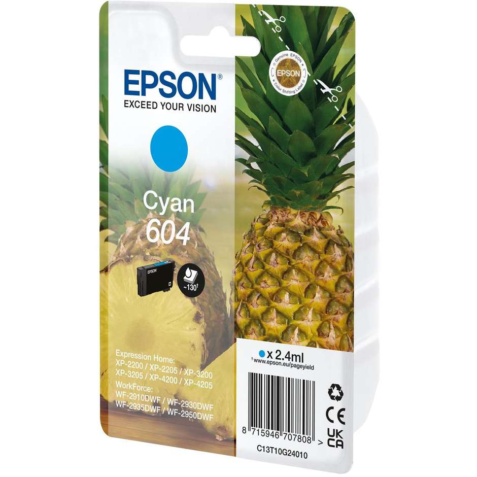 Epson 604 cartuccia d'inchiostro 1 pz Originale Resa standard Ciano