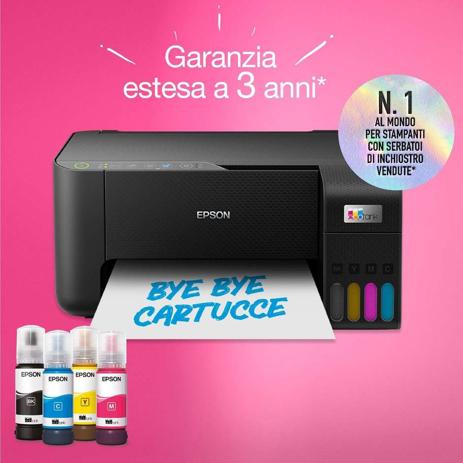 Epson EcoTank ET-2860 Stampante Multifunzione 3-in-1 Inkjet Serbatoi Ricaricabili A4 Wi-Fi Nero