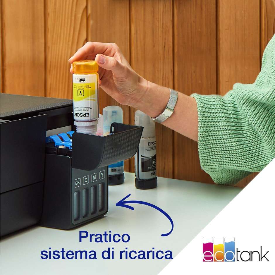 Epson EcoTank ET-2860 Stampante Multifunzione 3-in-1 Inkjet Serbatoi Ricaricabili A4 Wi-Fi Nero