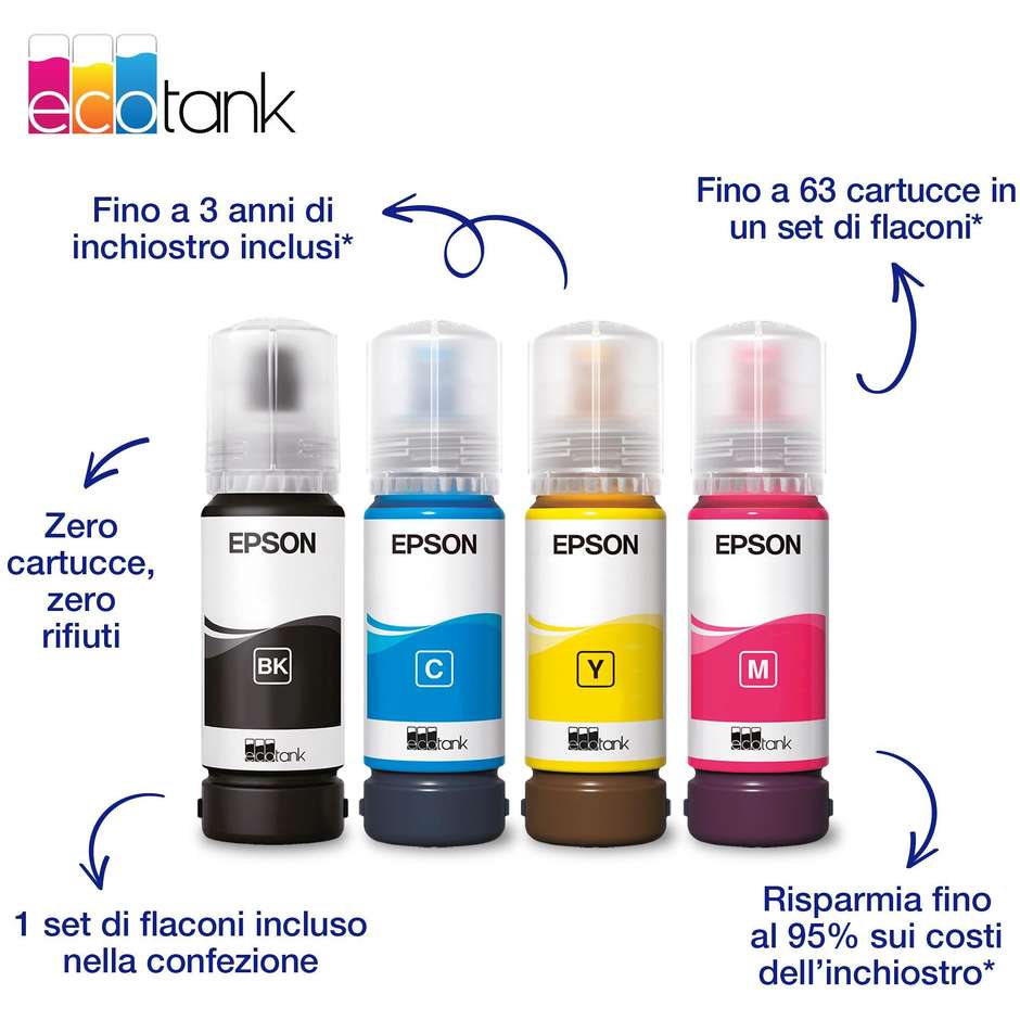 Epson EcoTank ET-2910 multifunzione A4 a colori con serbatoi ricaricabili, Wi-Fi e USB