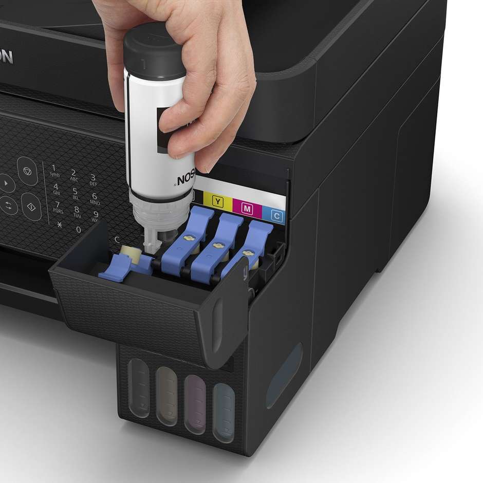 Epson EcoTank ET-4800 (C11CJ65402) Stampante Multifunzione Inkjet 4-in-1 A4 a Serbatoi Ricaricabili ADF 30 Fogli Display a Colori Wi-Fi Ethernet Fax Nero