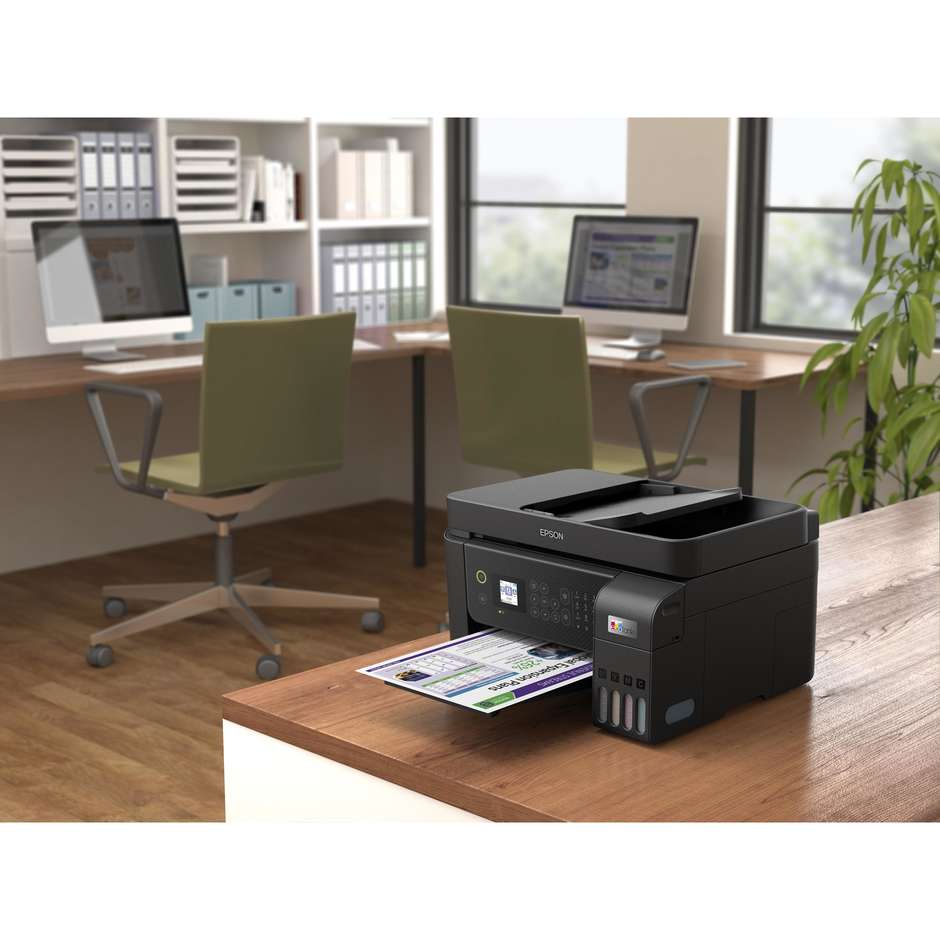 Epson EcoTank ET-4800 (C11CJ65402) Stampante Multifunzione Inkjet 4-in-1 A4 a Serbatoi Ricaricabili ADF 30 Fogli Display a Colori Wi-Fi Ethernet Fax Nero