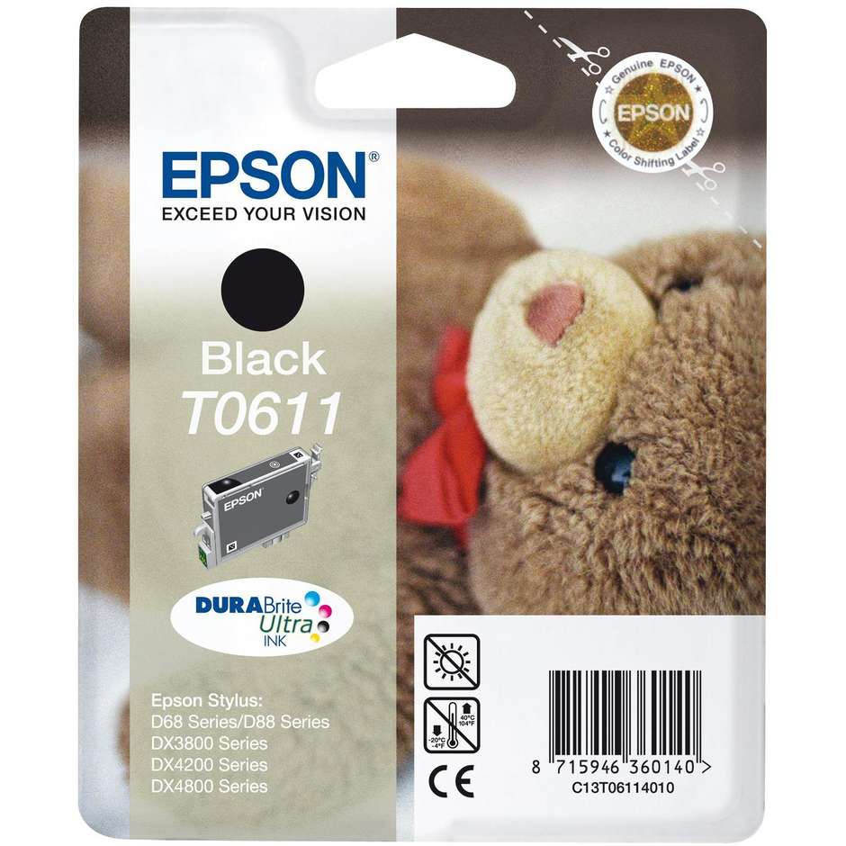 Epson T-0611 cartuccia per stampante inkjet colore nero