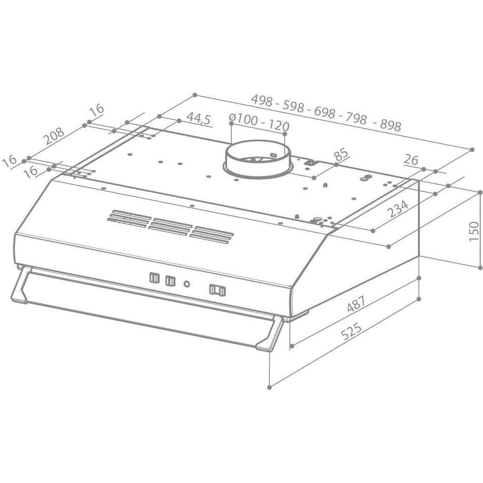 Faber 741 MX Cappa sottopensile 90 cm Inox Aspirante/Filtrante