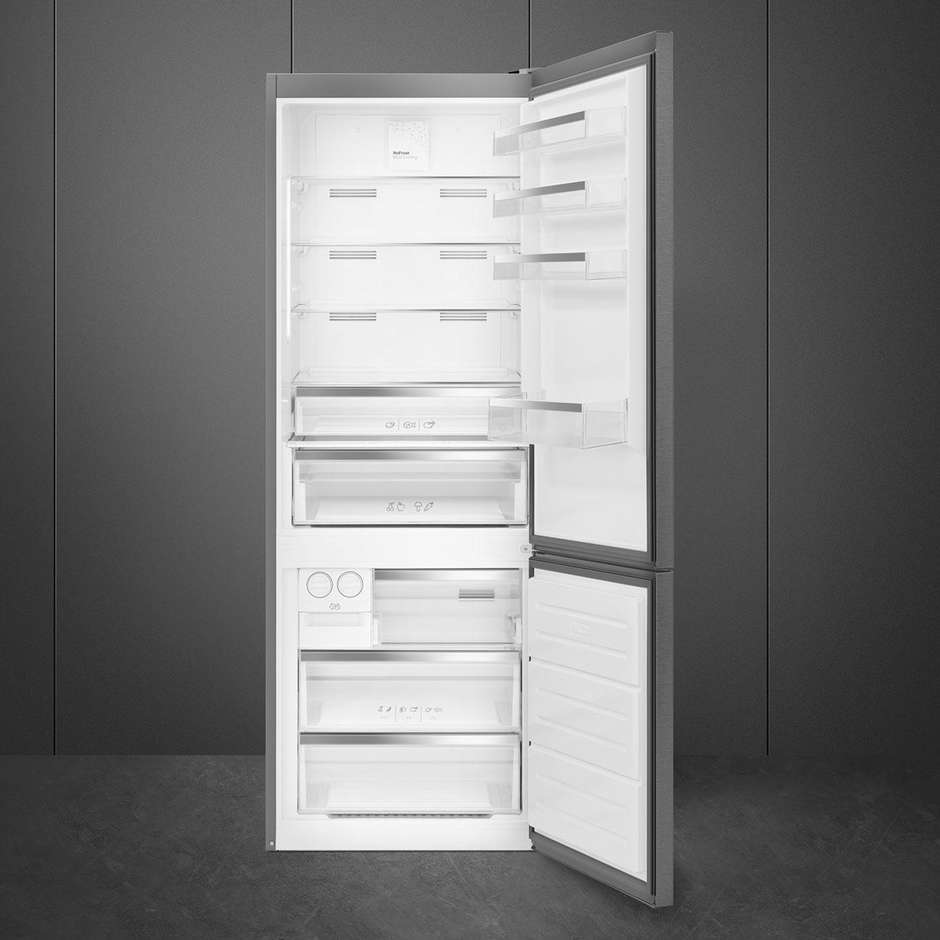 fc48xdne smeg frigo combi no frost marble 70 cm acciaio inox