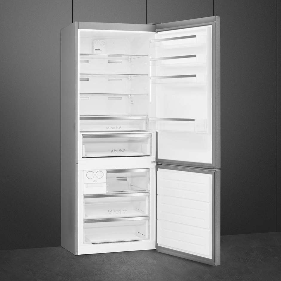 fc48xdne smeg frigo combi no frost marble 70 cm acciaio inox